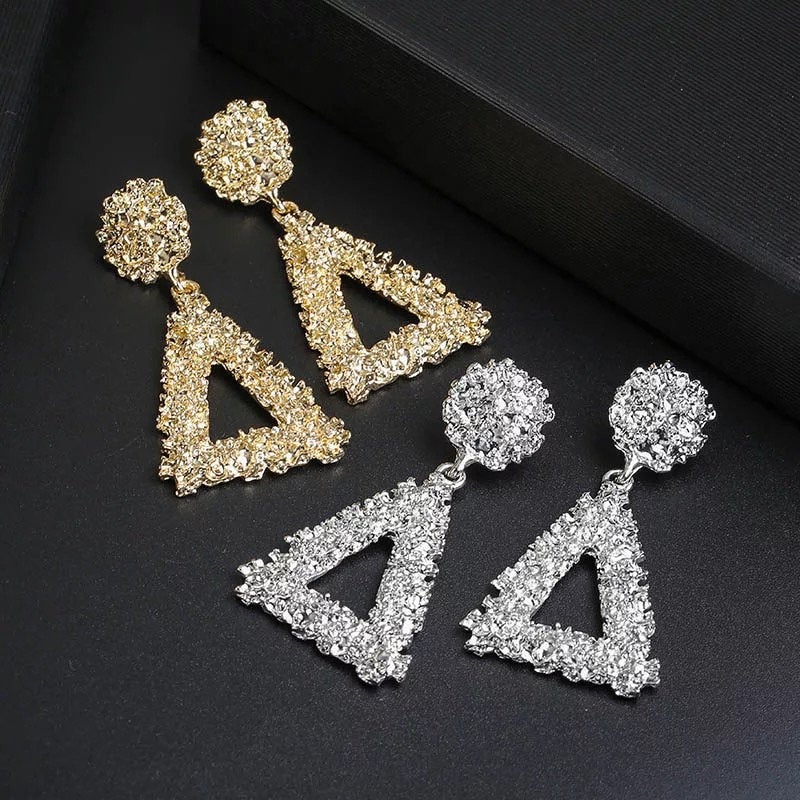 Chunky Textured Triangle Dangle Earring