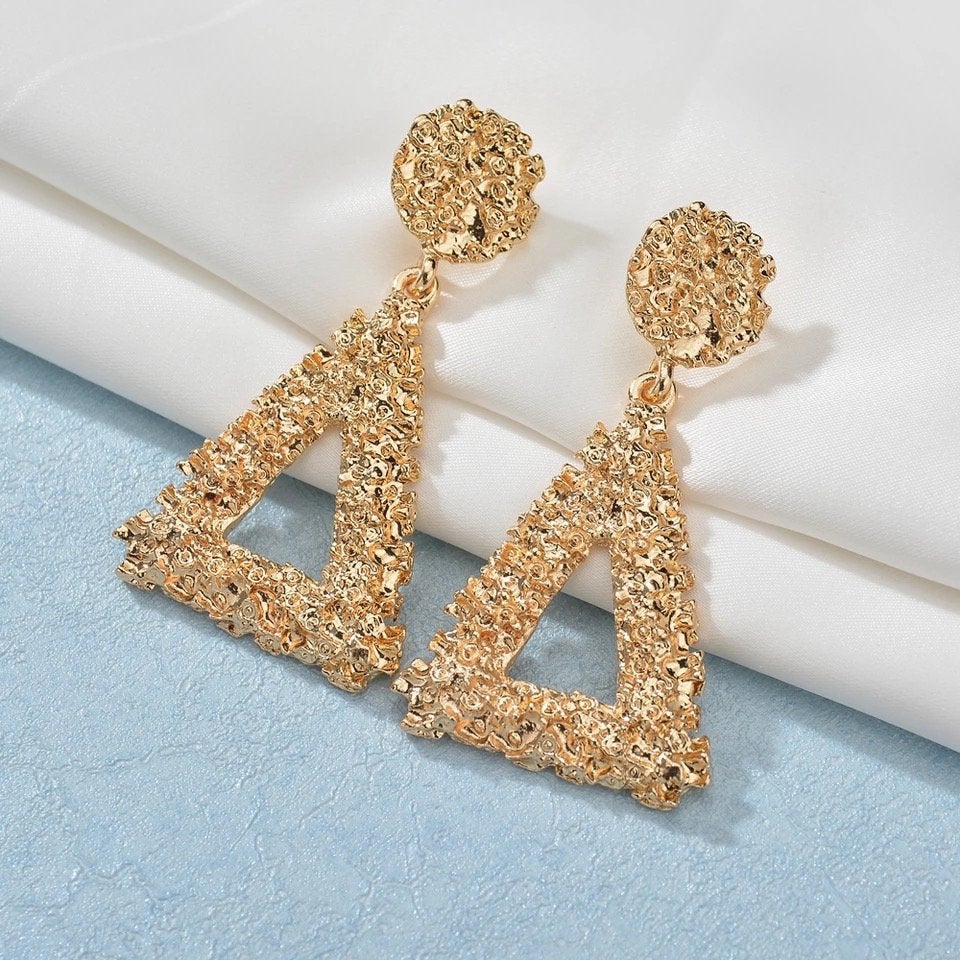 Chunky Textured Triangle Dangle Earring
