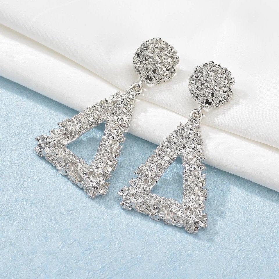 Chunky Textured Triangle Dangle Earring