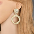 Textured Hoop Stud Metal Earring
