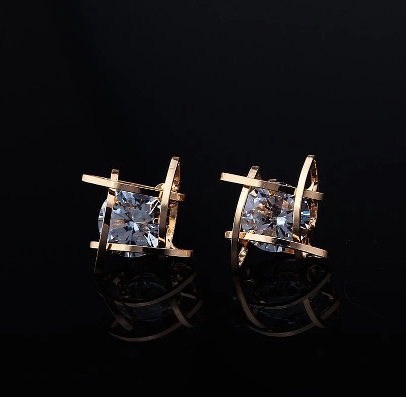 Wrapped Crystal Stud Gemstone Earring