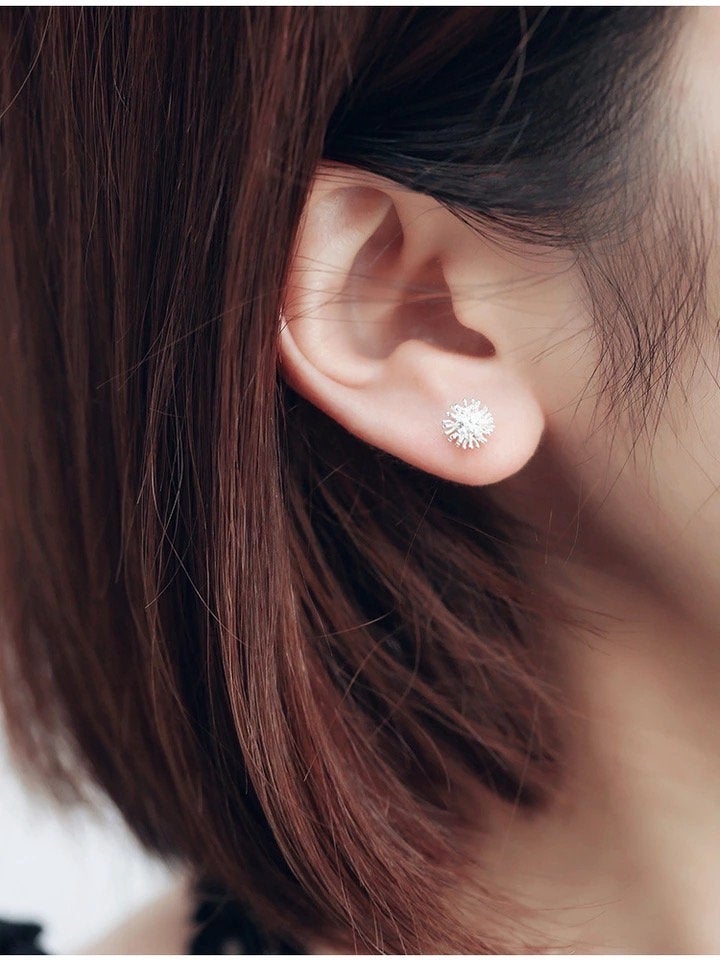 Textured Dandelion Stud Earring