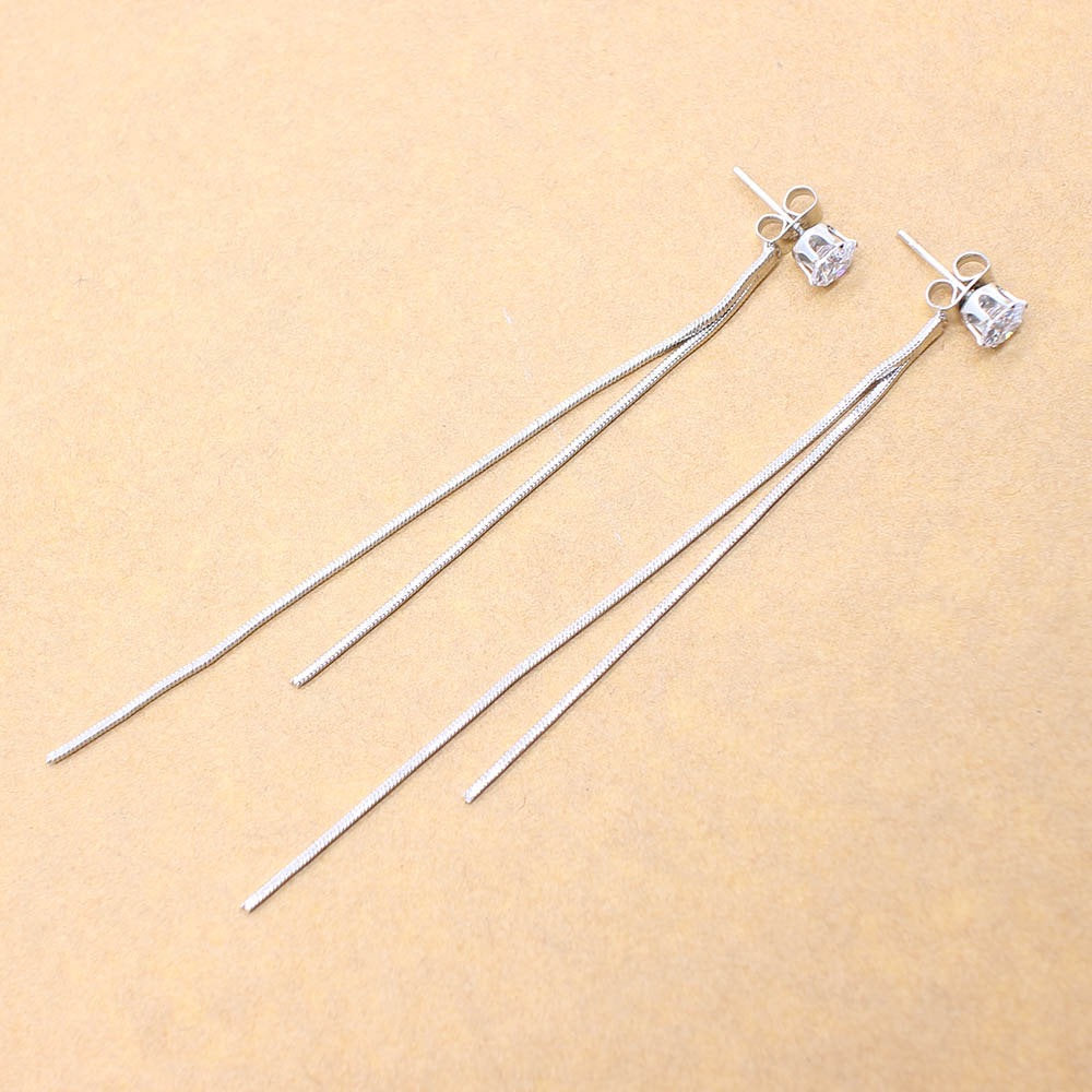 Long Tassel Crystal Stud Earring