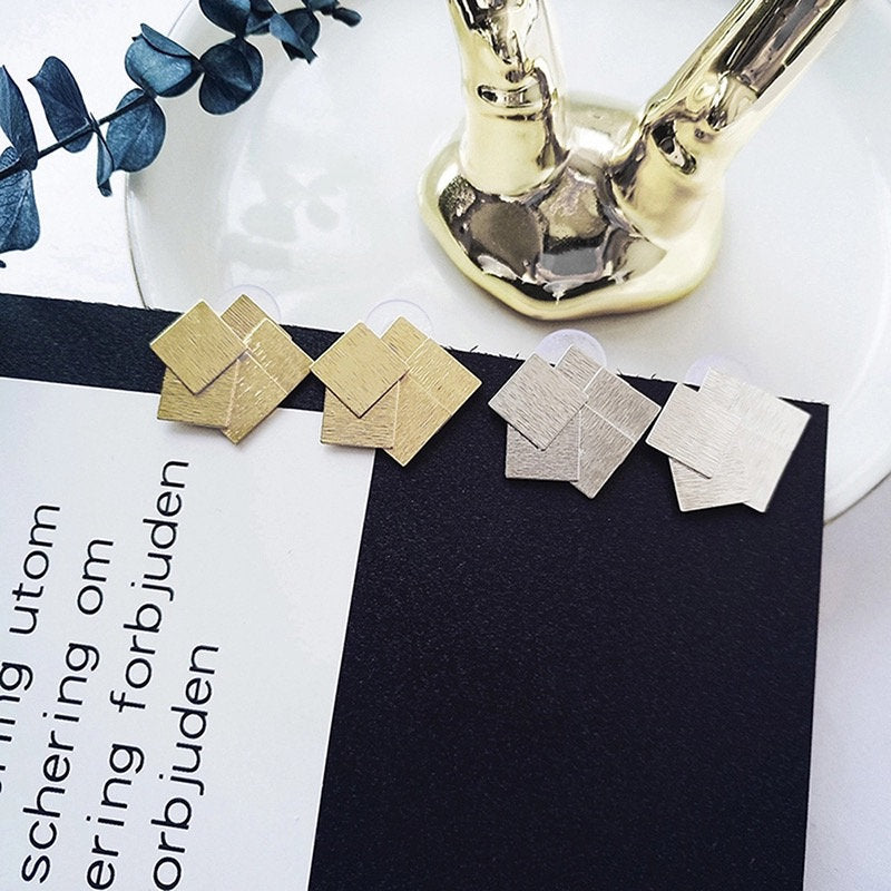 Layered Square Metal Earring