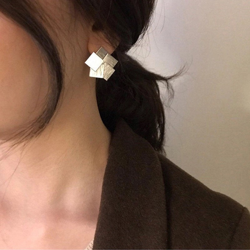 Layered Square Metal Earring