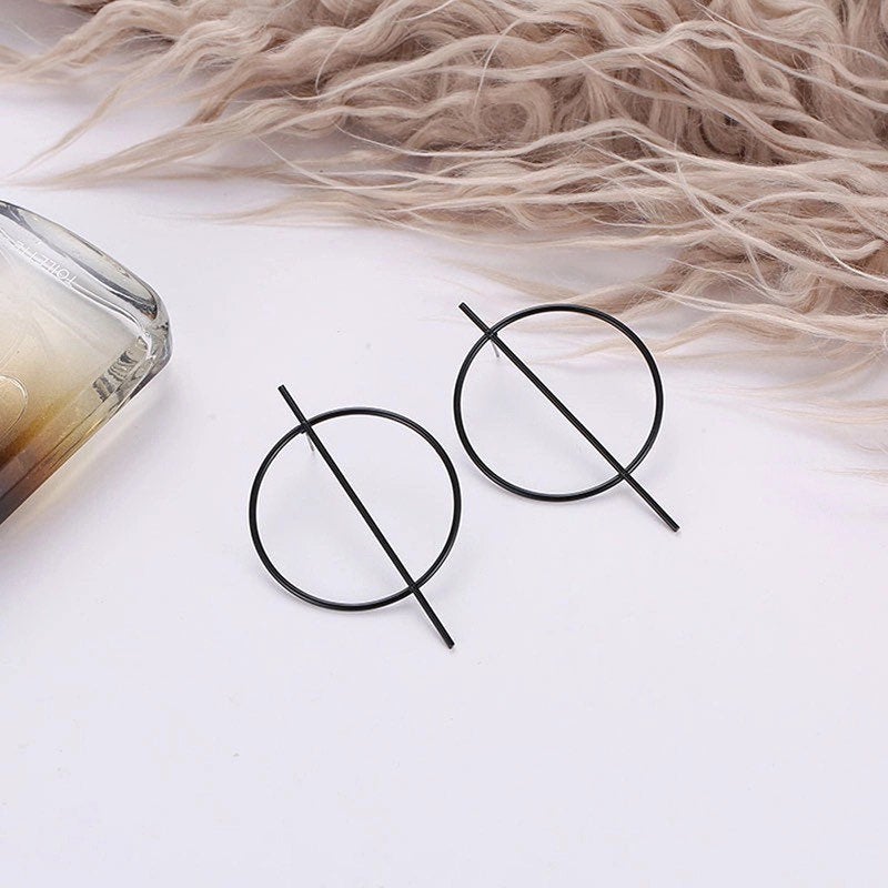 Circle Bar Large Stud Earring