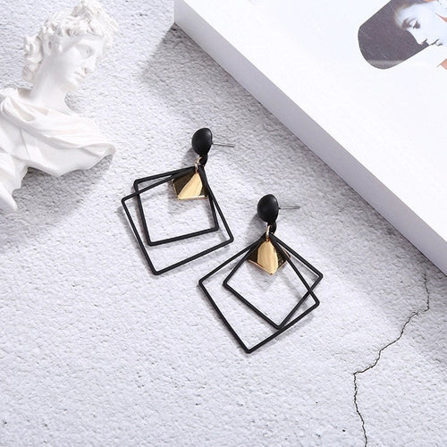 Matte Layered Square Dangle Earring