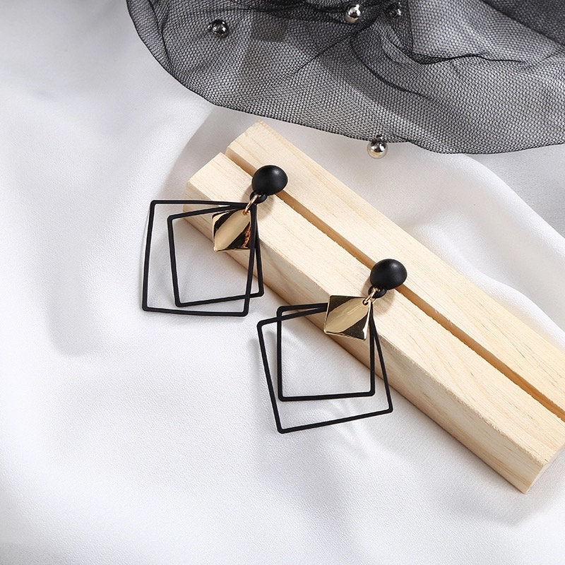 Matte Layered Square Dangle Earring