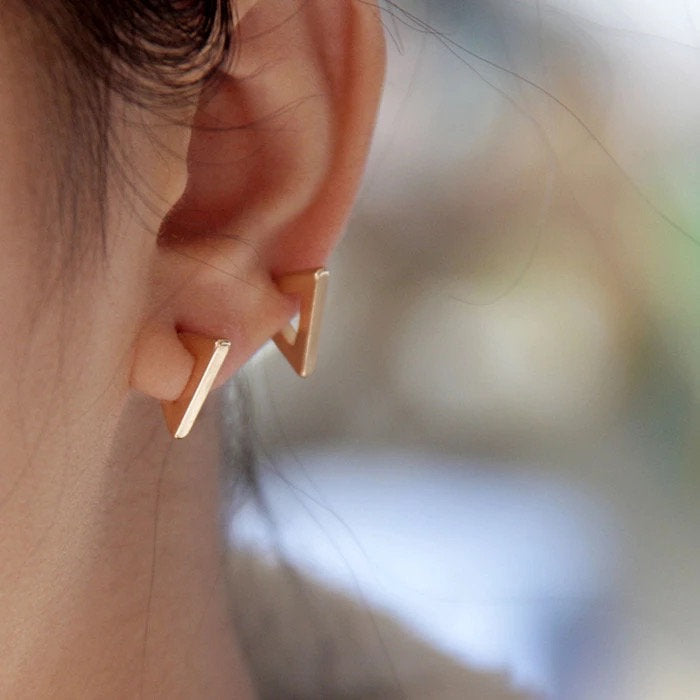 Triangle Ear Huggie Silver Earring