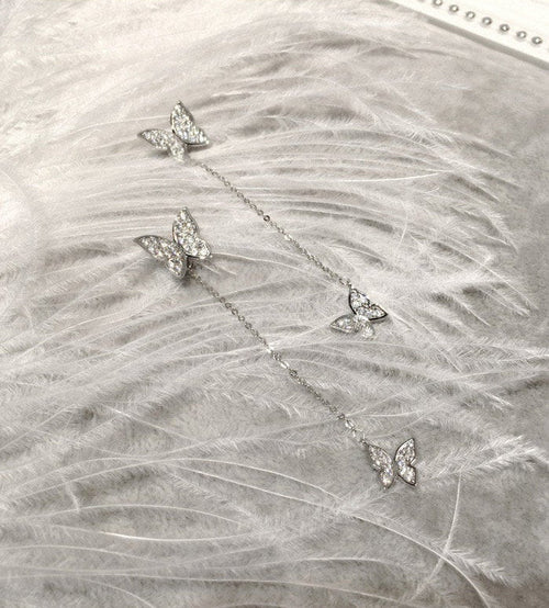 Crystal Butterfly Dangle Ear Jacket Earring