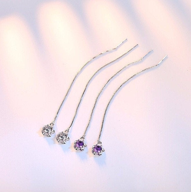 Crystal Floral Threader Earring