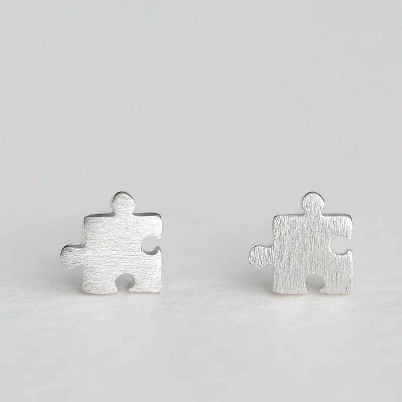 Tiny Puzzle Piece Stud Earring