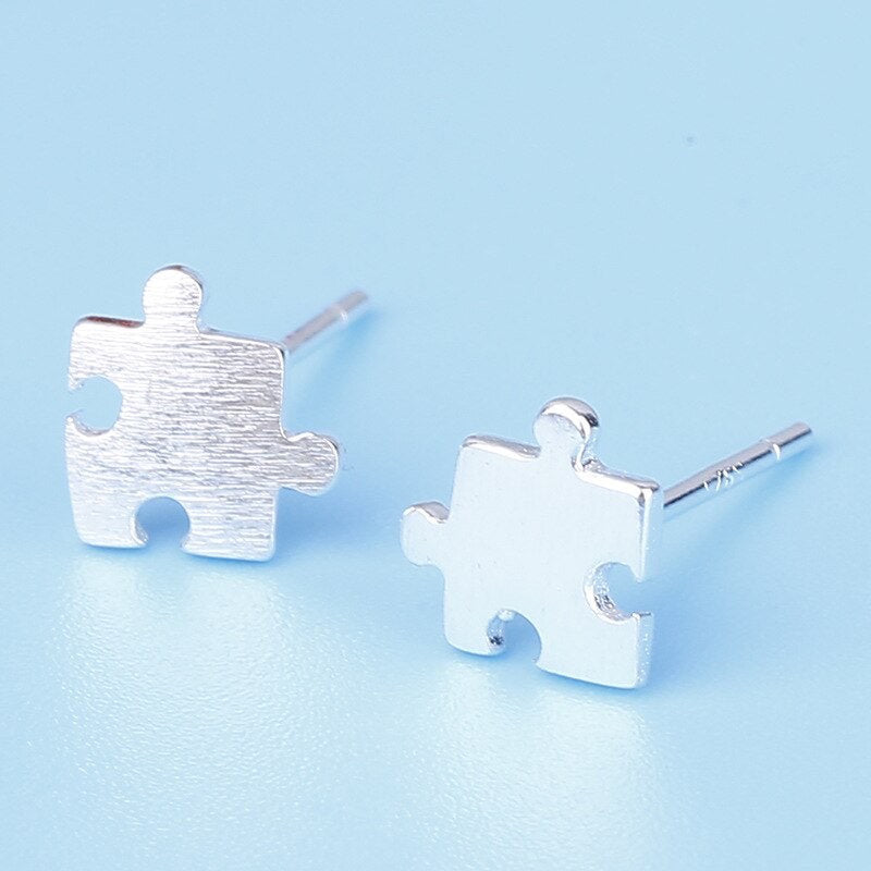 Tiny Puzzle Piece Stud Earring