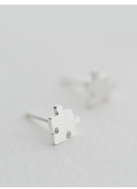 Tiny Puzzle Piece Stud Earring