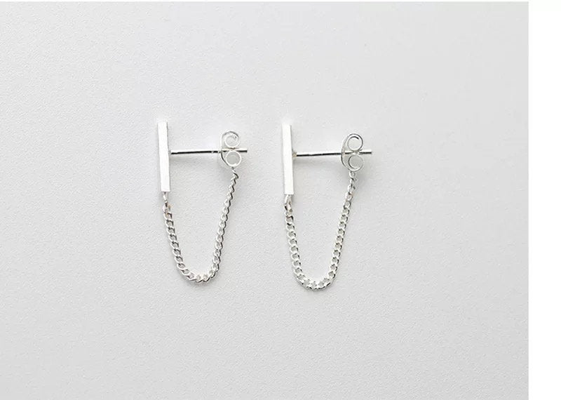 Minimalist Bar Chain Cuff Earring