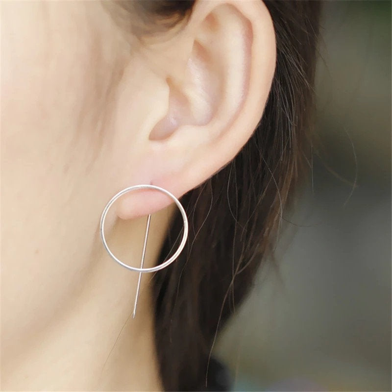 Circle Bar Threader Punk Earring