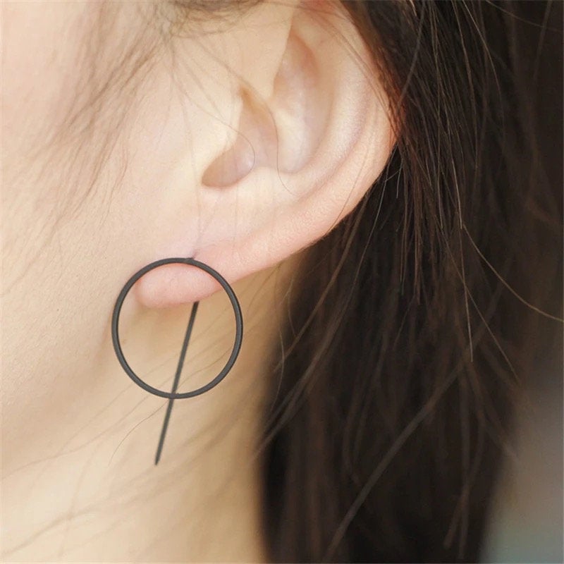 Circle Bar Threader Punk Earring