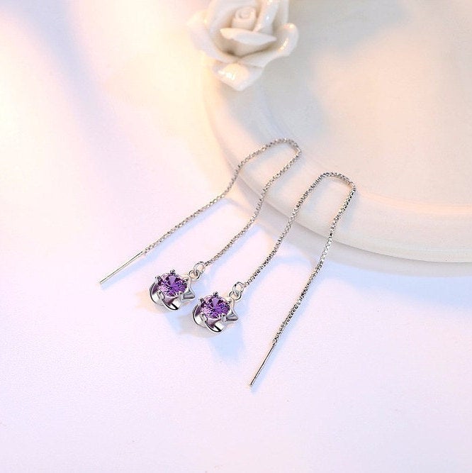 Crystal Floral Threader Earring