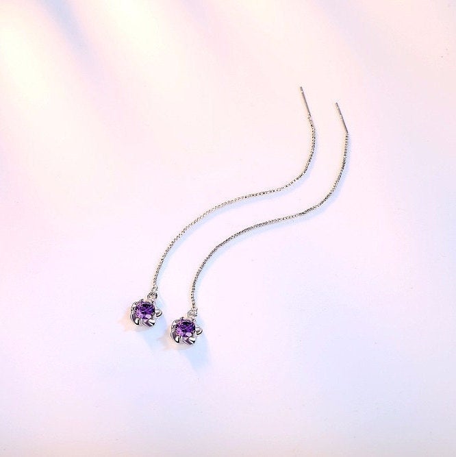 Crystal Floral Threader Earring
