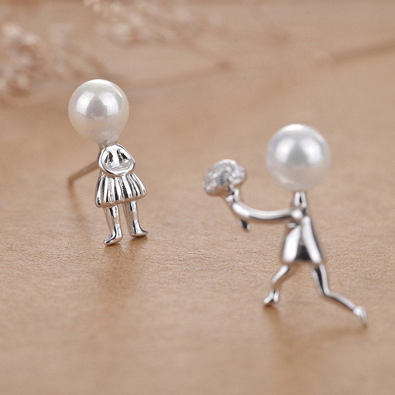 Romantic Pearl Boy Girl Earring