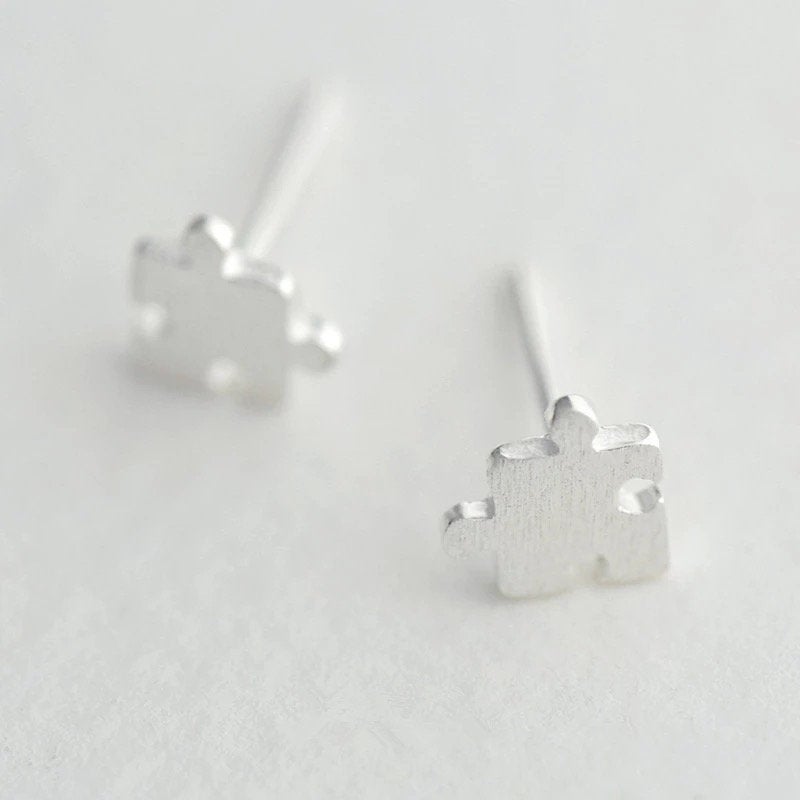 Tiny Puzzle Piece Stud Earring