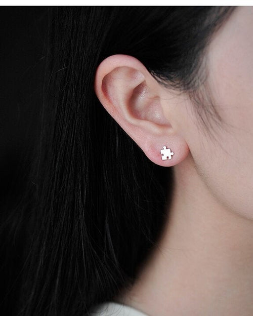 Tiny Puzzle Piece Stud Earring