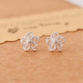 Layered Silver Flower Stud Earring