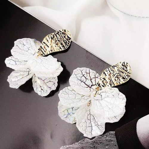 White Petal Flower Dangle Earring