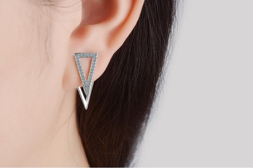 Crystal Triangle Ear Jacket Earring