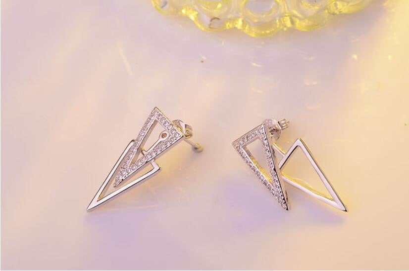 Crystal Triangle Ear Jacket Earring