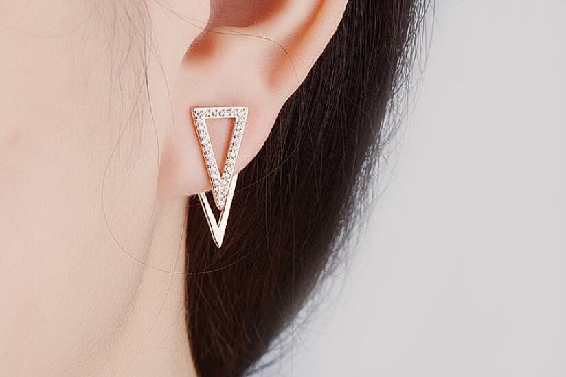 Crystal Triangle Ear Jacket Earring