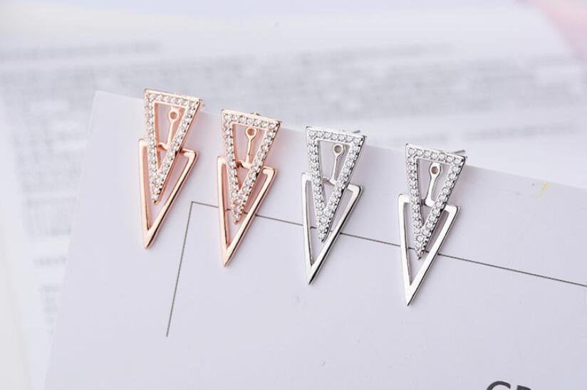 Crystal Triangle Ear Jacket Earring