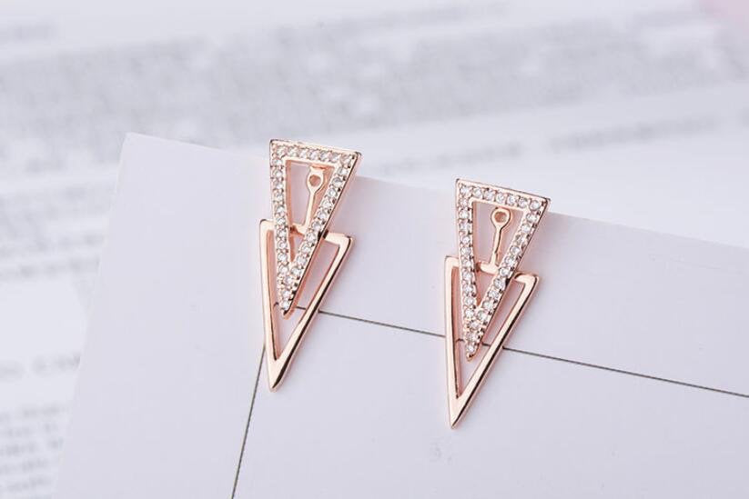 Crystal Triangle Ear Jacket Earring