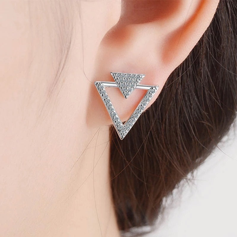Crystal Triangle Gemstone Earring
