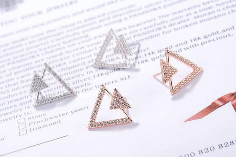 Crystal Triangle Gemstone Earring