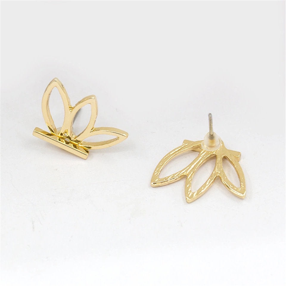 Lotus Flower Gold Earring