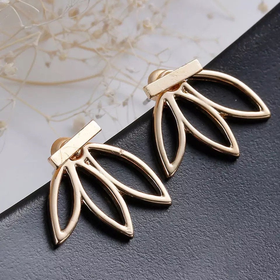 Lotus Flower Gold Earring