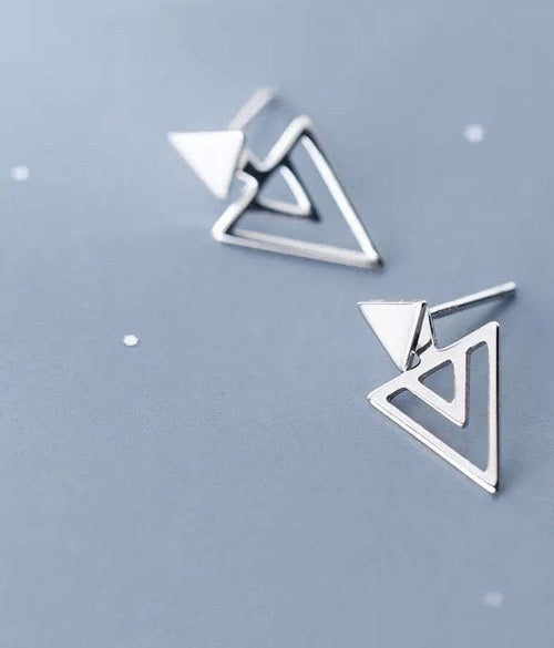 Silver Triangle Ear Jacket Earring