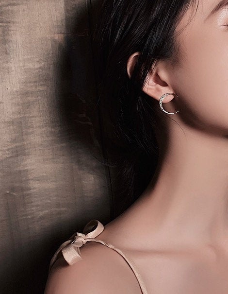 Crescent Moon Star Stud Earring