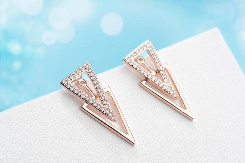 Crystal Triangle Ear Jacket Earring