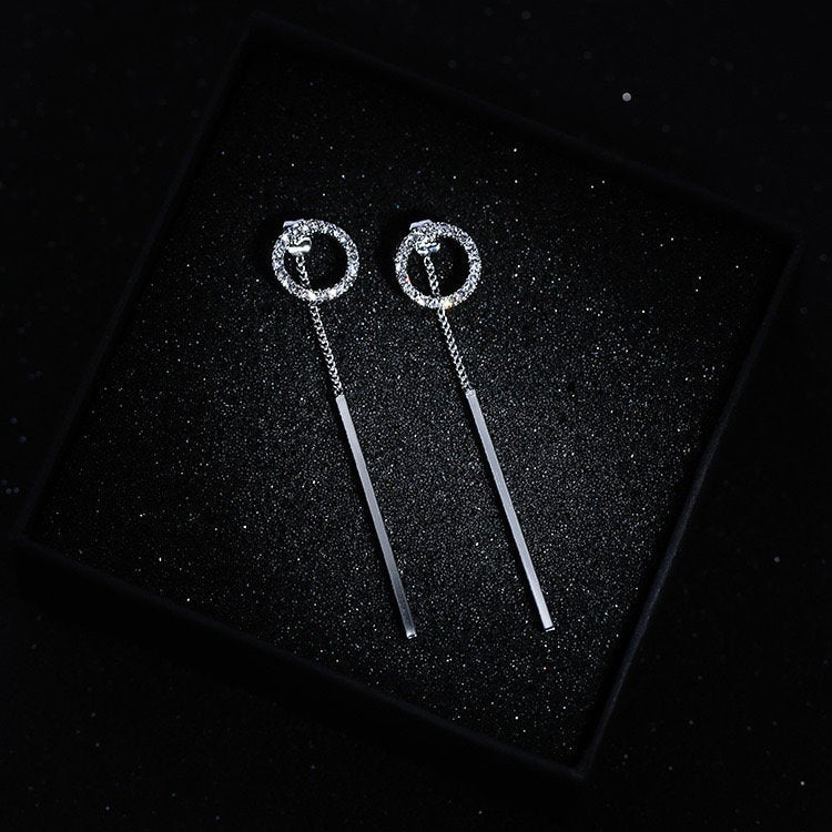 Crystal Circle Sleek Bar Ear Jacket Earring