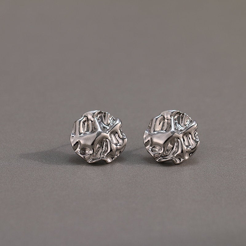 Small Textured Disc Stud Earring