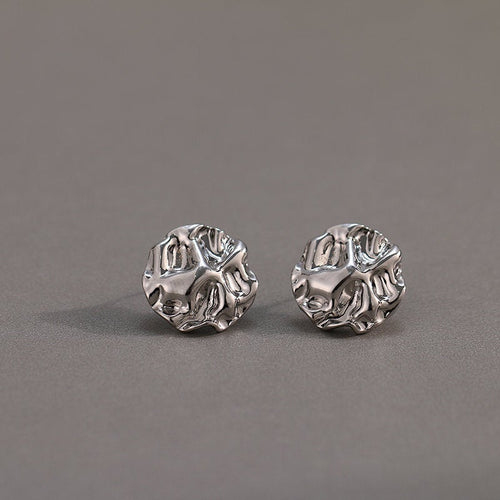 Small Textured Disc Stud Earring