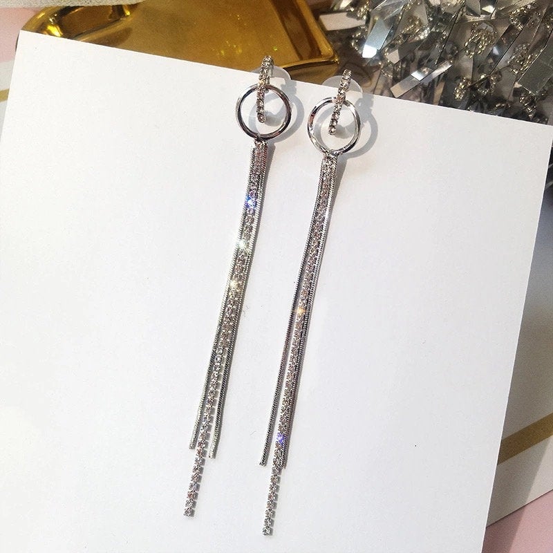 Crystal Dangle Tassel Earring