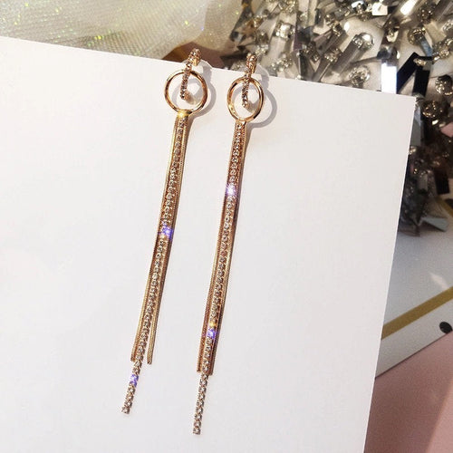 Crystal Dangle Tassel Earring