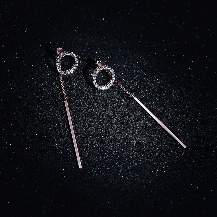 Crystal Circle Sleek Bar Ear Jacket Earring