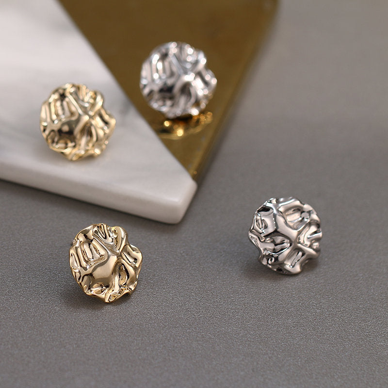 Small Textured Disc Stud Earring