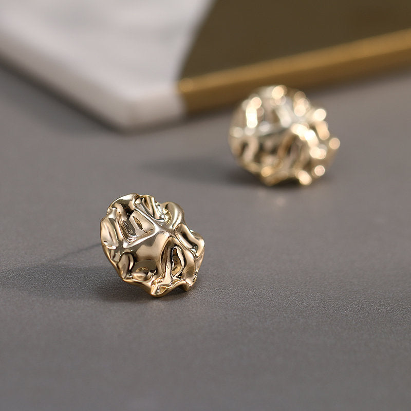 Small Textured Disc Stud Earring