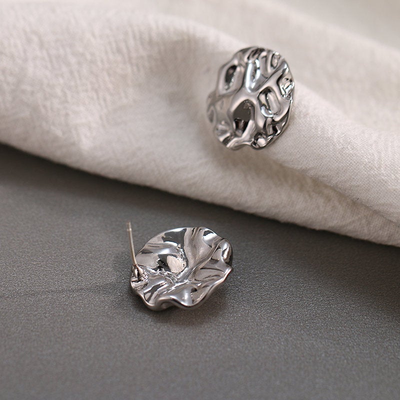 Small Textured Disc Stud Earring