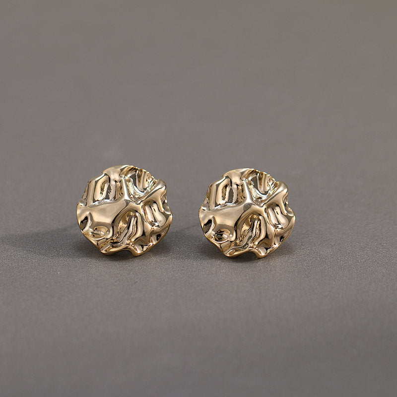 Small Textured Disc Stud Earring